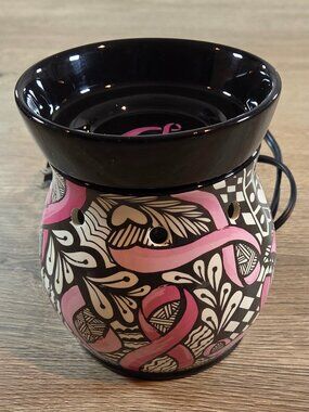 Scentsy Love Heals Breast Cancer Awareness Warmer Pink Ribbon Zentangle 25W Bulb